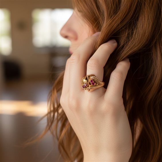 Cuneo - Corso Nizza 11 - Ring Goldside Woman in Yellow Gold Rubino AN.GS0083 - AN.GS0083